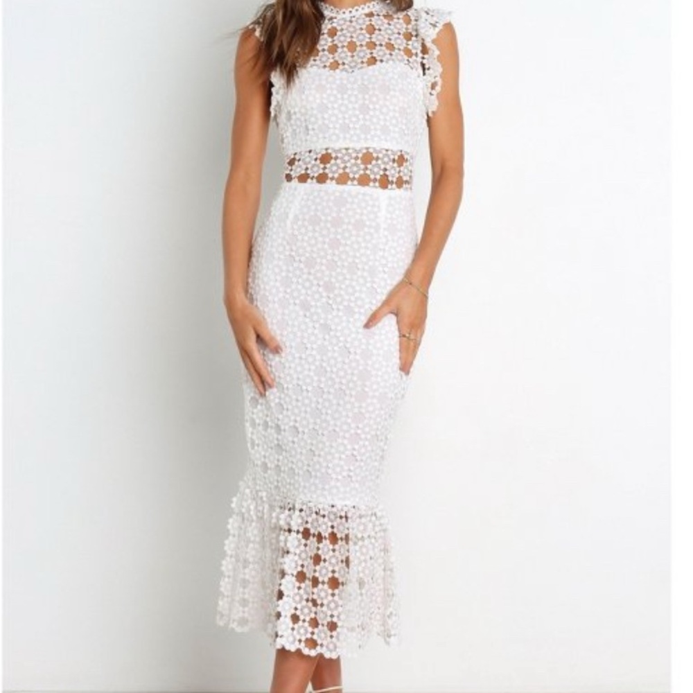 White Lace Midi Dress - Picture 4 of 4